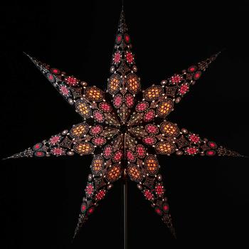 NINA schwarz   - Faltbarer Leuchtstern, Weihnachtsstern aus Papier mit 7 Zacken, 60 cm